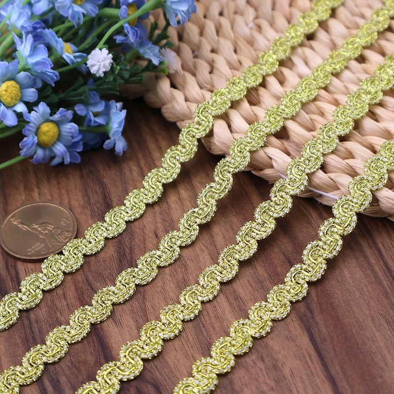DHFLYDH Rick Rack Trim Braid Lace Trim Embellishment Metallic Edge 20 Yards Braid Lace Trim Wave Braid Lace Ribbon for DIY Crafts Sewing (Champagne) - Image 5